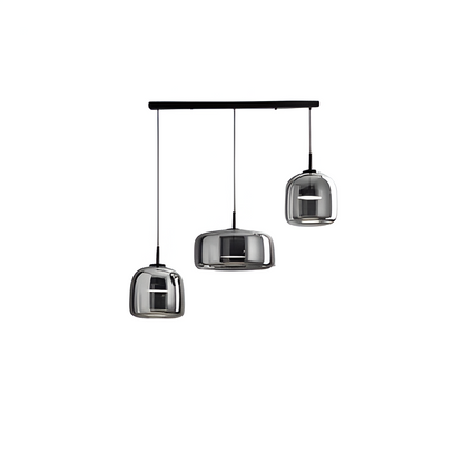 Hanglamp Rookglas Retro Trio Handgeblazen Dimbaar Verstelbaar Zwart