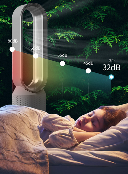 Bladeloze ventilator met luchtkoeler functie en stille luchtcirculatie voor slaapkamer en woonkamer