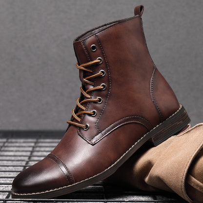 Heren Leren Boots met Vetersluiting Klassieke Stijl