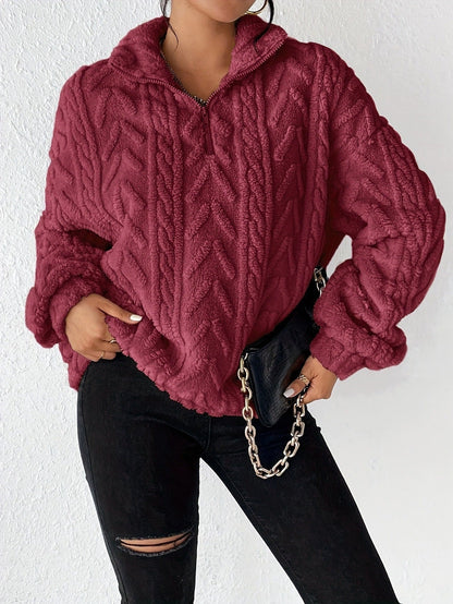 Dames Fleece Trui Warm en Zacht met Hoge Kraag