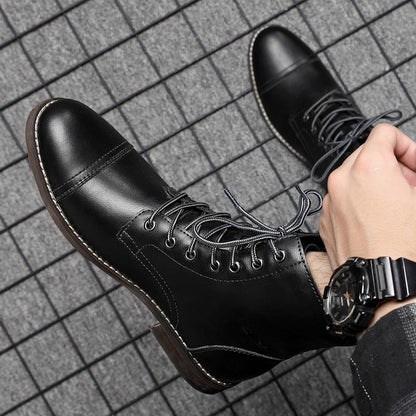 Heren Leren Boots met Vetersluiting Klassieke Stijl