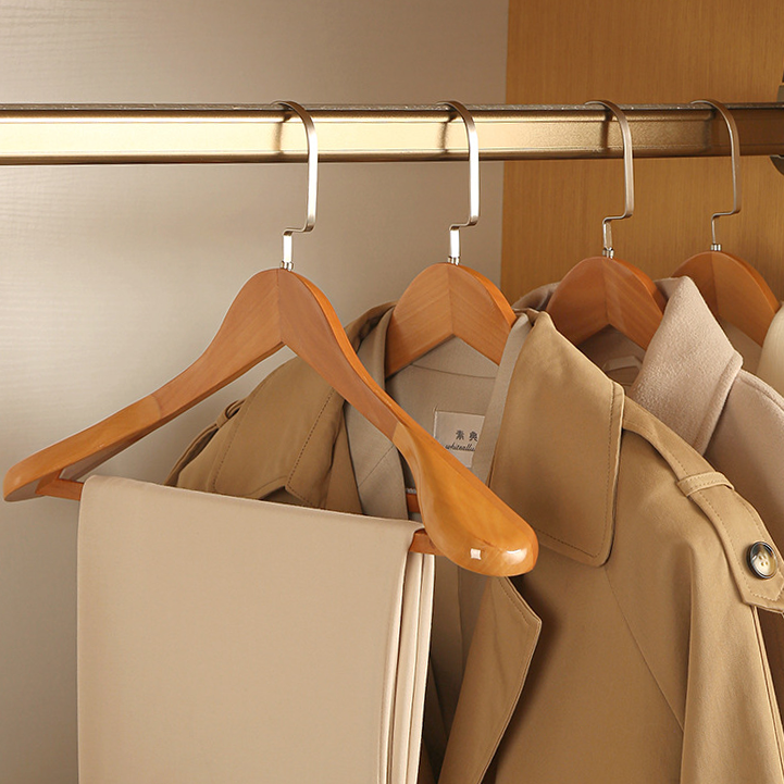 Kledinghangers Hout Metaal Donkerbruin Garderobe Kast Jas Hanger Set Luxe Kledinghanger Antislip Vormbehoud