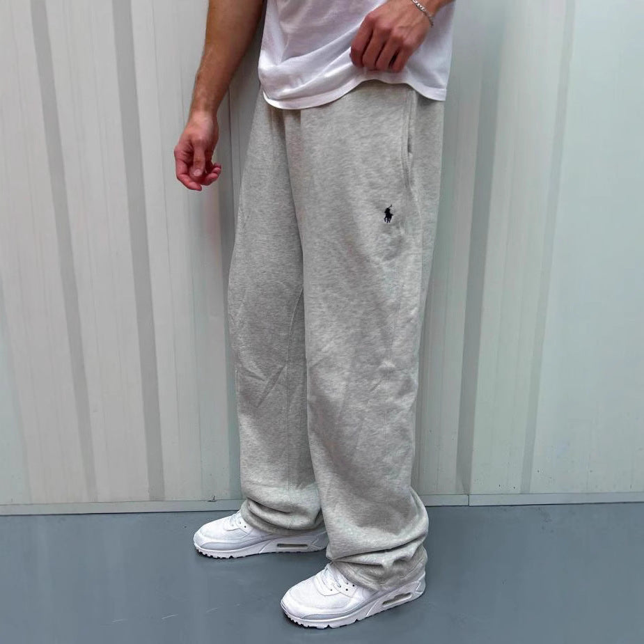 Heren Fleece Joggingbroek Zwart Klassiek met Zijzakken