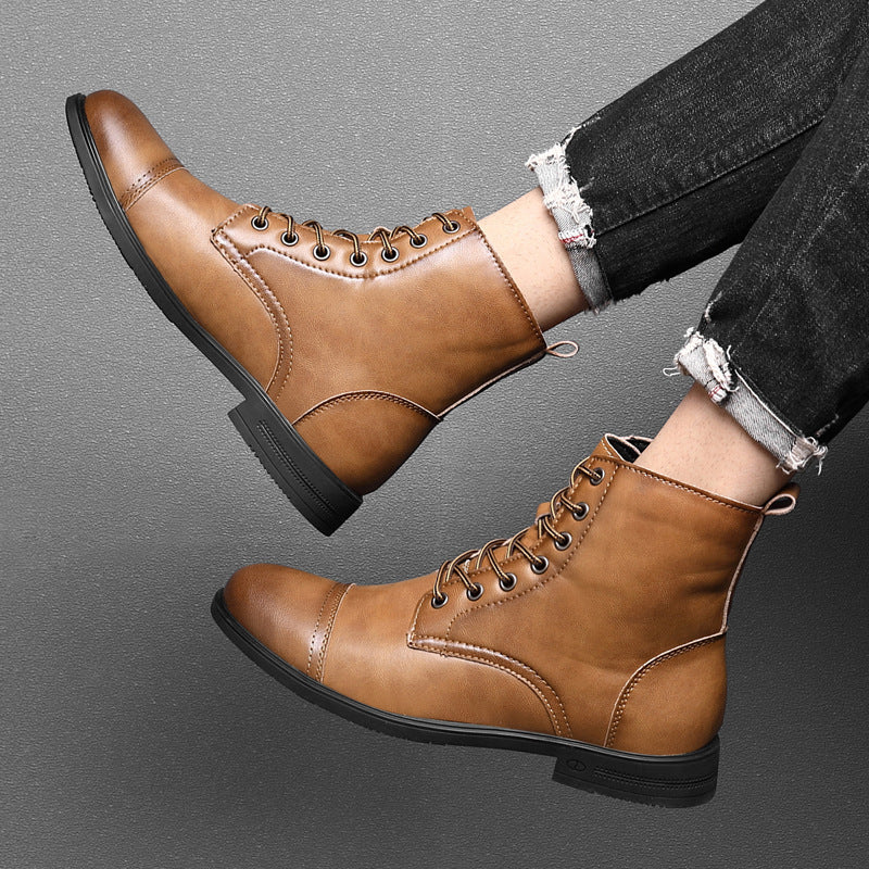Heren Leren Boots met Vetersluiting Klassieke Stijl