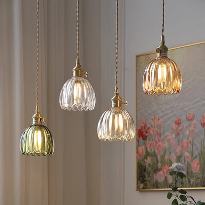 Japanse glazen hanglamp E27 glas transparant eetkamer bar verlichting minimalistisch design ribbelglas keuken hanglamp