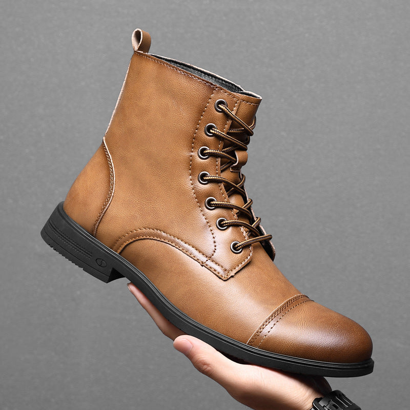 Heren Leren Boots met Vetersluiting Klassieke Stijl