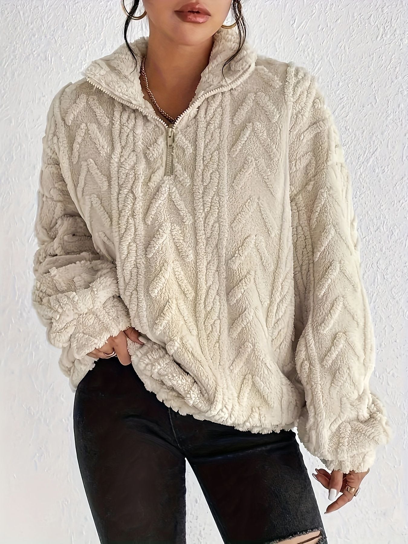Dames Fleece Trui Warm en Zacht met Hoge Kraag