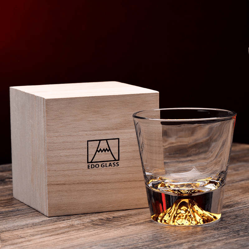 Whiskeyglas Edo Kiriko Handgemaakt Japans Kristal Set Houten Geschenkdoos Chamvin