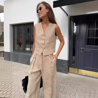 Vrouwelijke Vest en Broek Set Comfortabel Modern Design