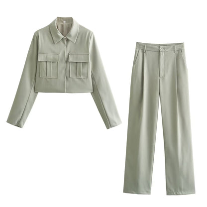 Tweedelige Set Dame High Waist Pantalon en Jasje