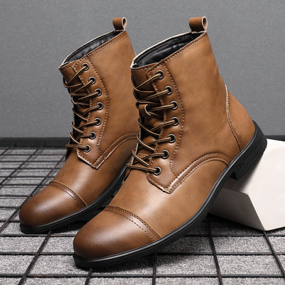 Heren Leren Boots met Vetersluiting Klassieke Stijl