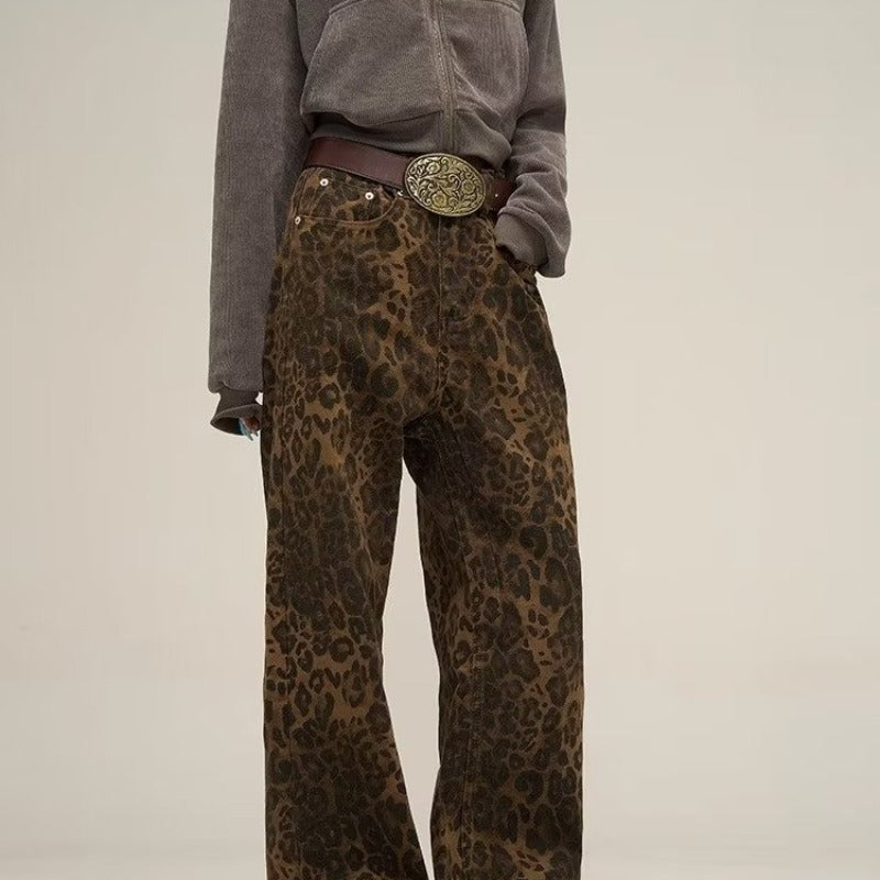 Vrouwelijke Jeans Broek Luipaardprint Stijlvolle Fit - StudioMarella