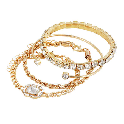 Luxe Armbanden Set 4 Delig Edelmetaal Zilver