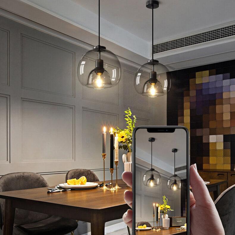 Hanglamp Rookglas Bol E27 25cm Eetkamer Slaapkamer Bar Industrieel Glazen Pendellamp Smoke Grijs Plafondlamp