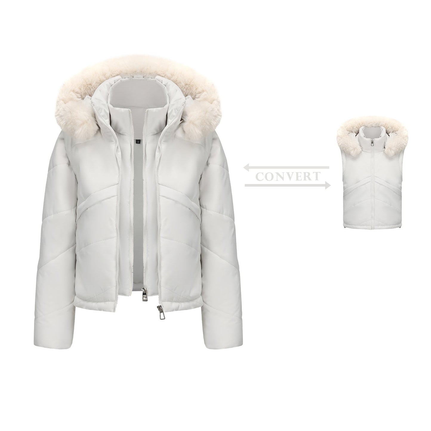 Dames Winterjas 2-in-1 Waterdicht met Verstelbare Capuchon