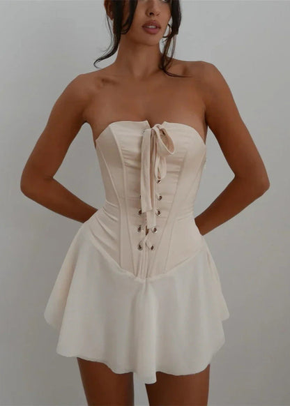 Dames Mini Jurk Corset Stijl Mouwloos Elegante Jurk