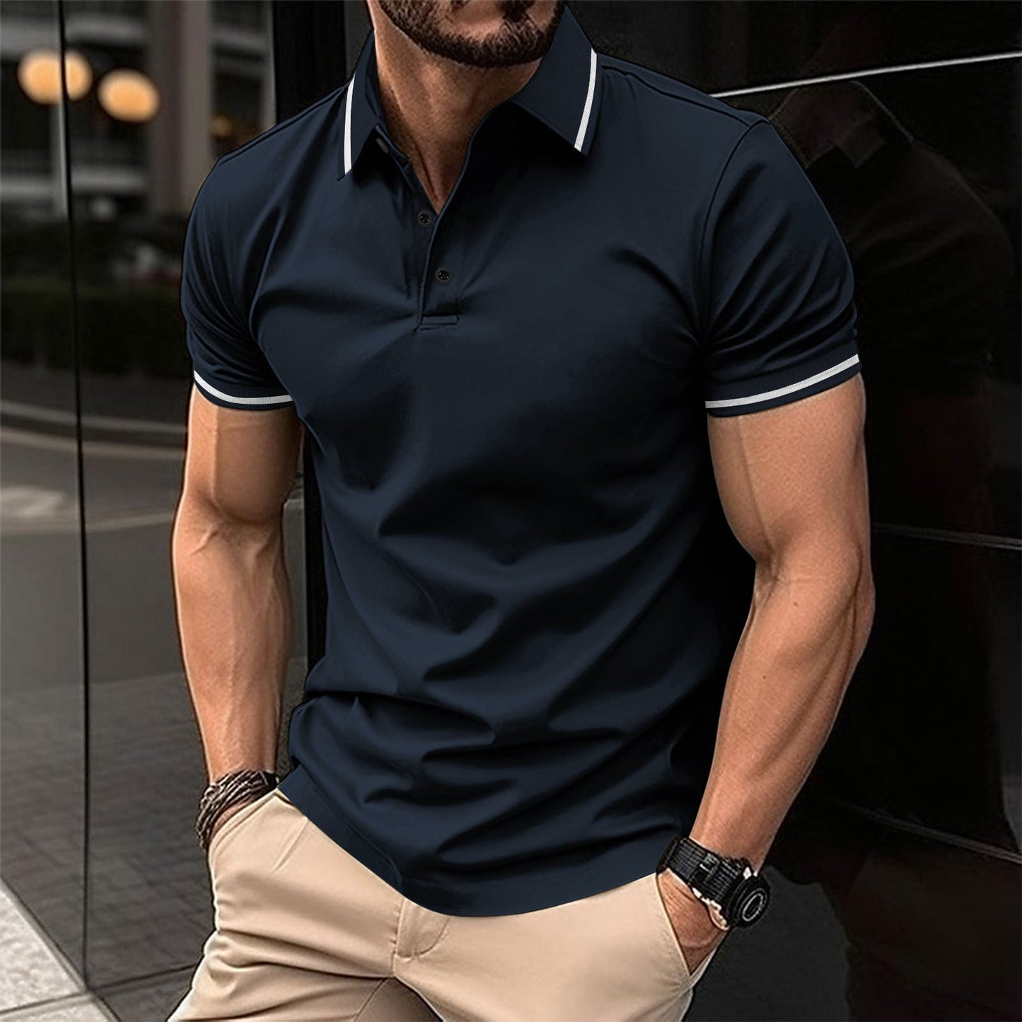 Heren Slim Fit Polo Shirt van Katoen Casper