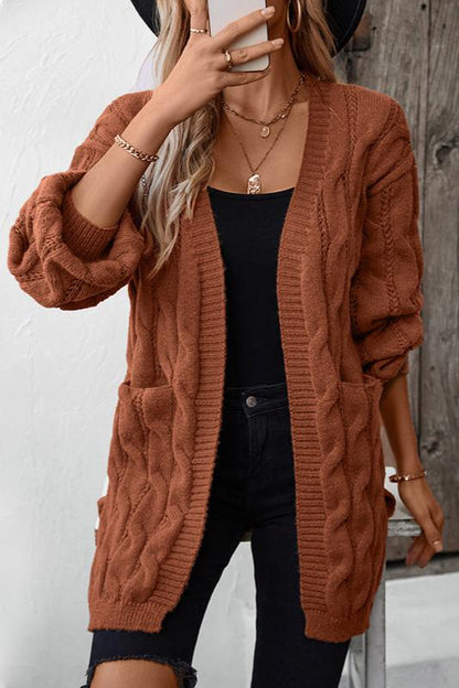 Warme Acryl Trui Kabelgebreid Elegante Cardigan