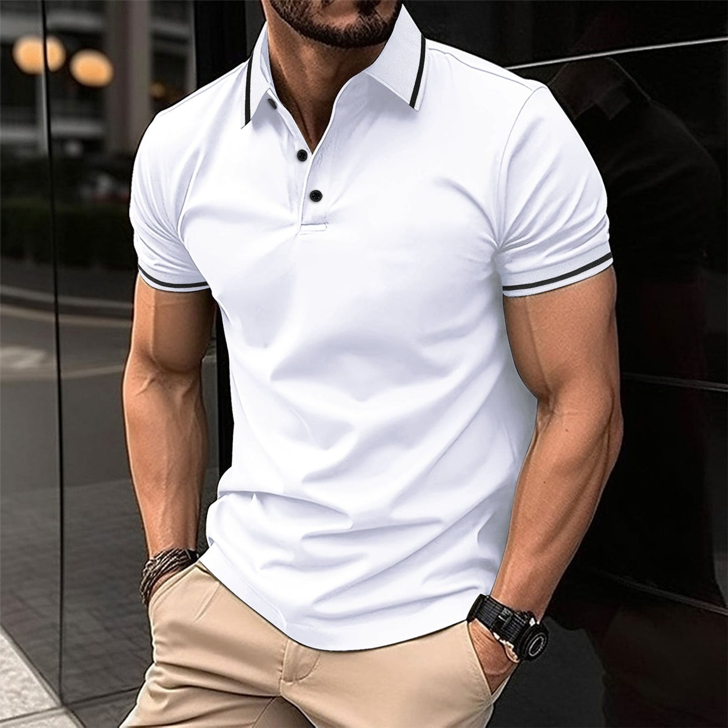 Heren Slim Fit Polo Shirt van Katoen Casper - StudioMarella