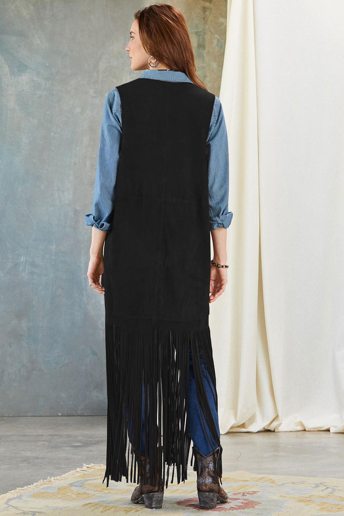Vrouwen Gilet Lange Leren Jas