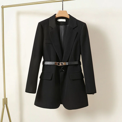 Dames Blazer Met Ceintuur Taille Model Elegant Klassiek