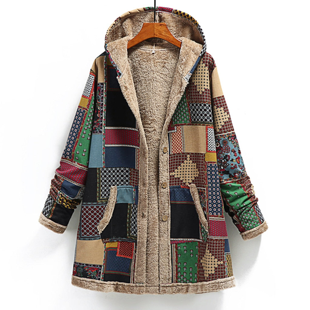 Dames Winterjas Warm en Stijlvol Patchwork Design - StudioMarella