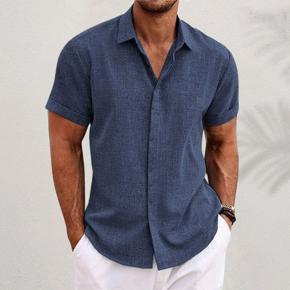 Herenshirt Korte Mouw van Katoen en Linnen