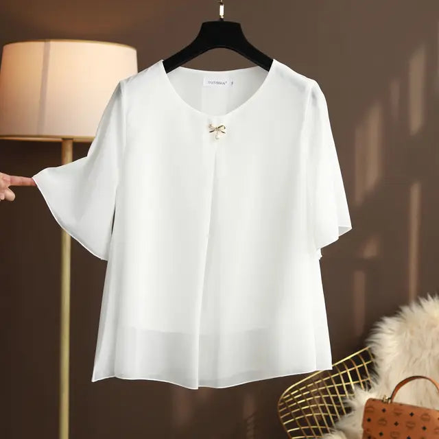 Vrouwelijke Zomer Blouses Large Maten Chiffon