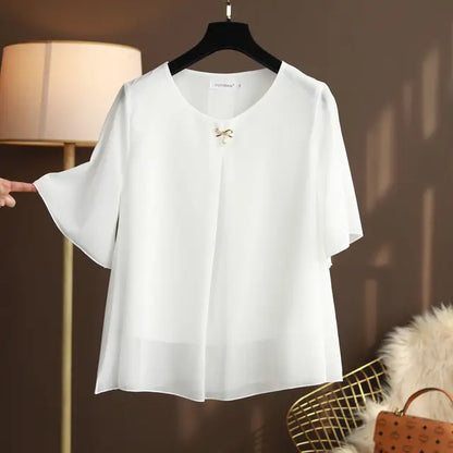 Vrouwelijke Zomer Blouses Large Maten Chiffon