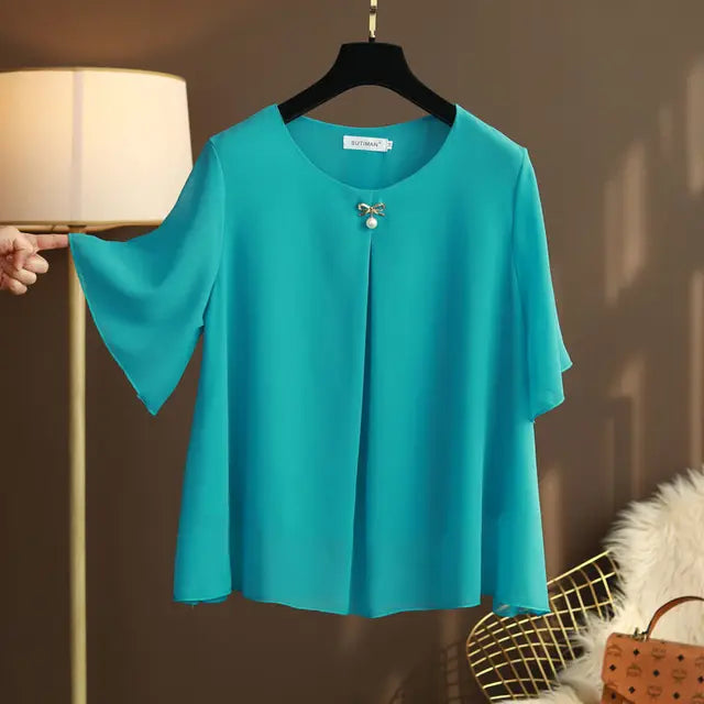 Vrouwelijke Zomer Blouses Large Maten Chiffon