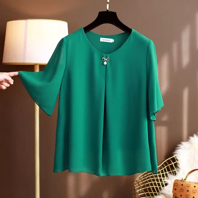 Vrouwelijke Zomer Blouses Large Maten Chiffon