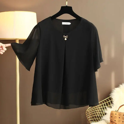 Vrouwelijke Zomer Blouses Large Maten Chiffon