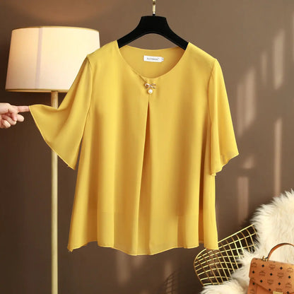 Vrouwelijke Zomer Blouses Large Maten Chiffon