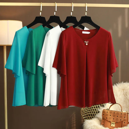 Vrouwelijke Zomer Blouses Large Maten Chiffon