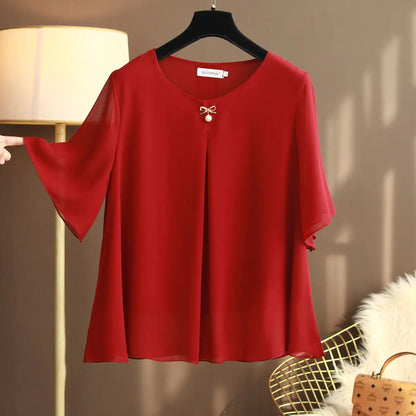 Vrouwelijke Zomer Blouses Large Maten Chiffon
