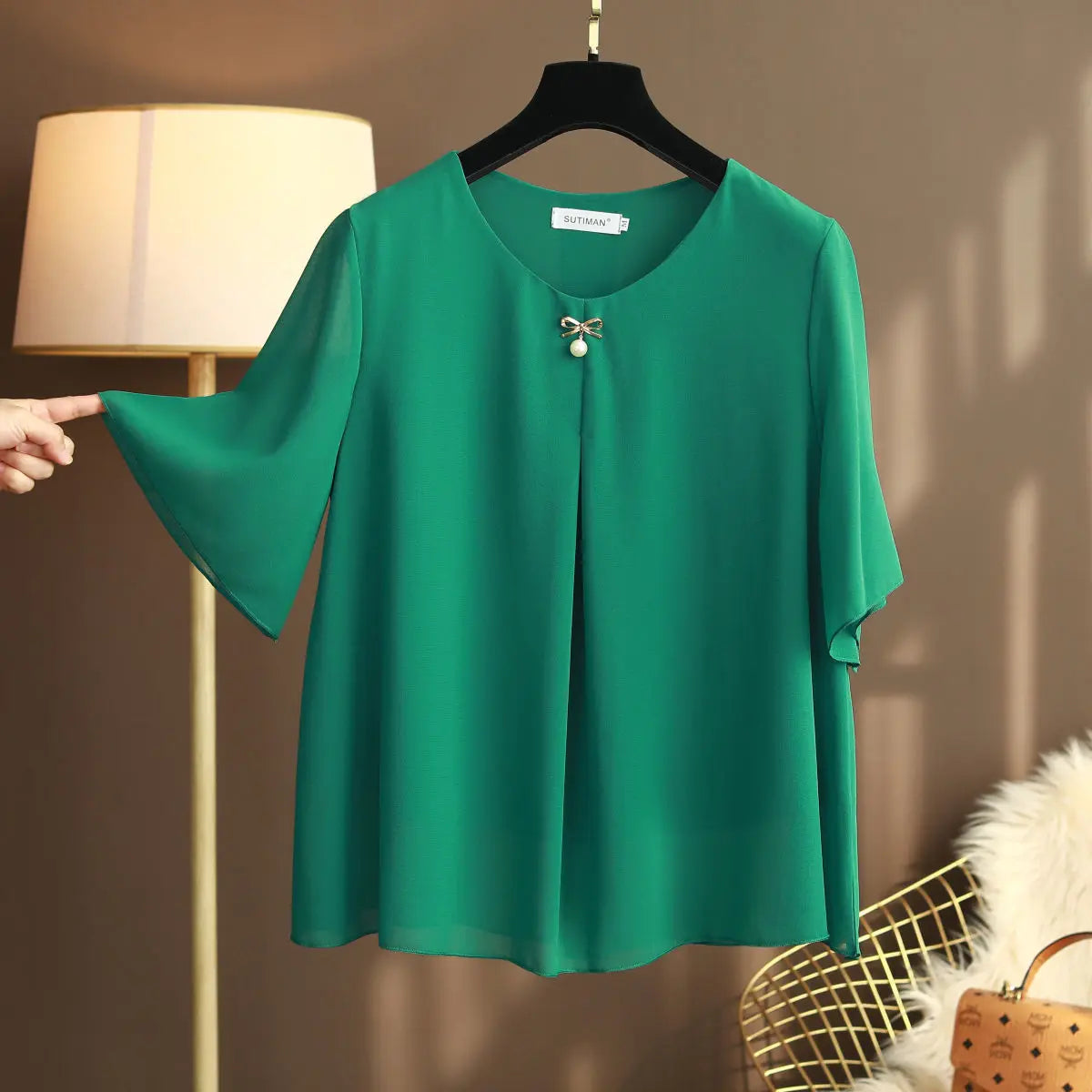 Vrouwelijke Zomer Blouses Large Maten Chiffon