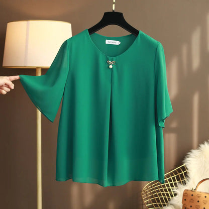 Vrouwelijke Zomer Blouses Large Maten Chiffon