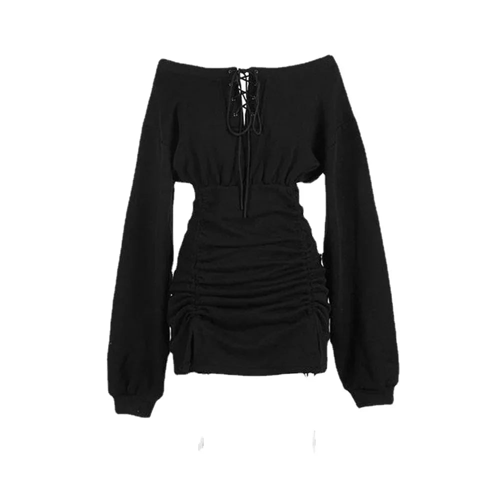 Off Shoulder Lange Mouw Jurk Vervende Avondjurk