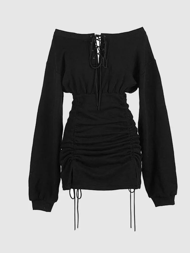 Off Shoulder Lange Mouw Jurk Vervende Avondjurk