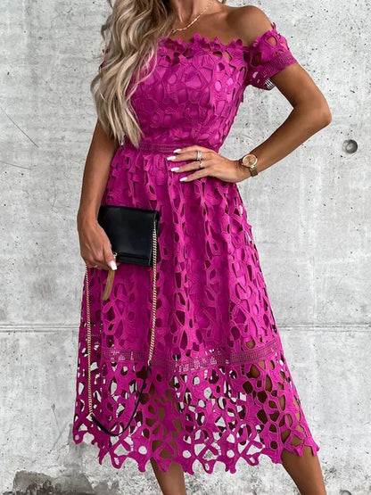 Midi Jurk Off Shoulder Vrouwelijke Zomerjurk