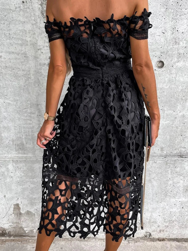 Midi Jurk Off Shoulder Vrouwelijke Zomerjurk