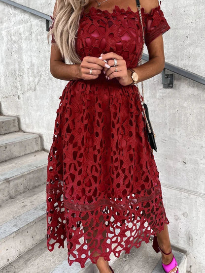 Midi Jurk Off Shoulder Vrouwelijke Zomerjurk