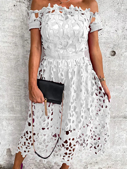 Midi Jurk Off Shoulder Vrouwelijke Zomerjurk