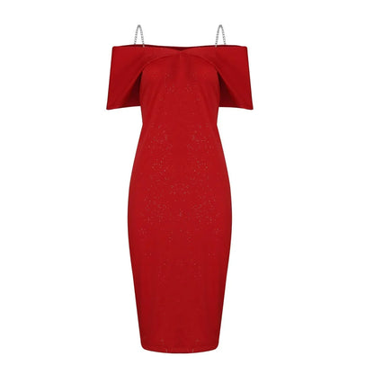 Off Shoulder Jurk Glanzend Kort Feminiene Zomerjurk