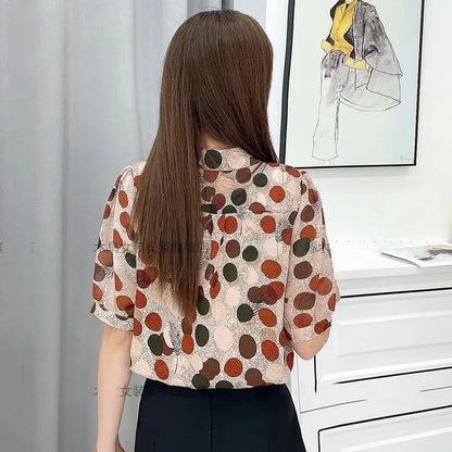 Vrouwelijke Blouse met Polka Dots Zomerse Stijl