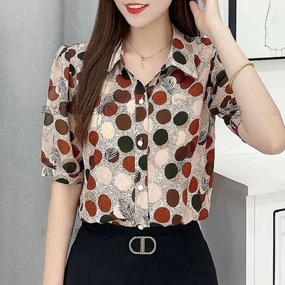 Vrouwelijke Blouse met Polka Dots Zomerse Stijl