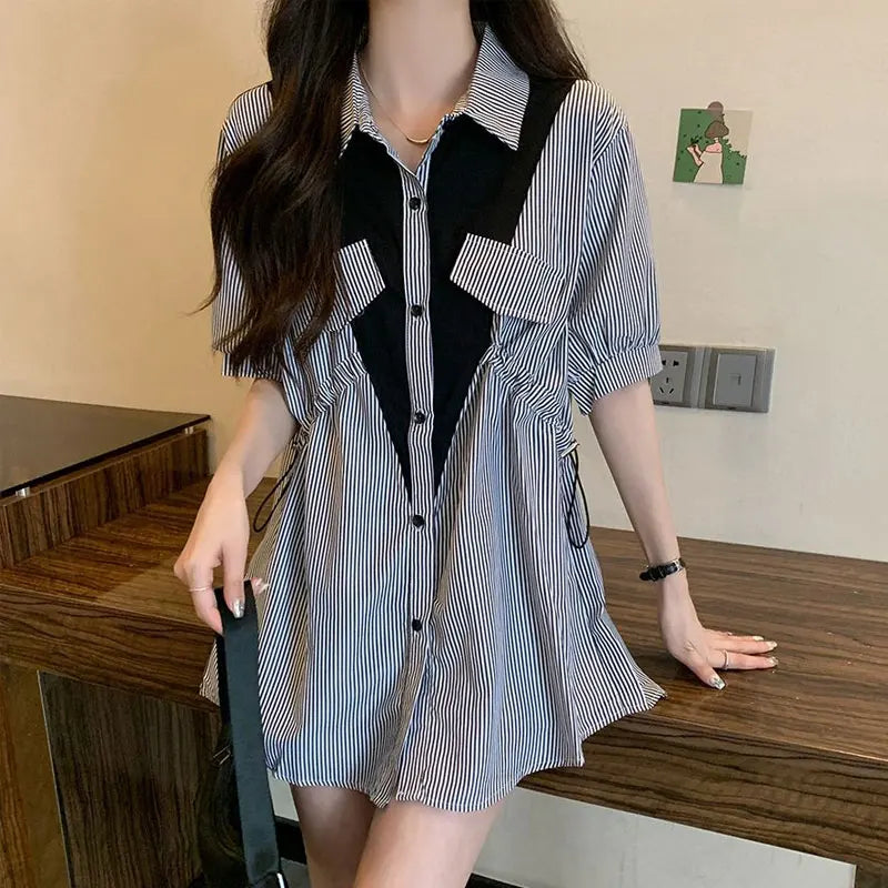 Vrouwelijke Patchwork Blouse Stijlvol voor Werk en Iedere Dag