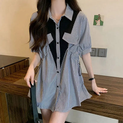 Vrouwelijke Patchwork Blouse Stijlvol voor Werk en Iedere Dag