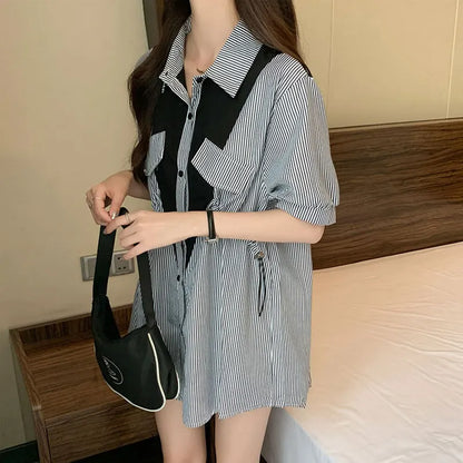 Vrouwelijke Patchwork Blouse Stijlvol voor Werk en Iedere Dag