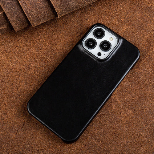 Lederen iPhone Hoesje met Oliewax Afwerking | Luxe Bescherming voor iPhone 13-16 | MagSafe Compatible